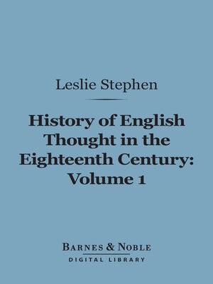 cover image of History of English Thought in the Eighteenth Century, Volume 1 (Barnes & Noble Digital Library)